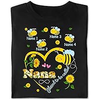 Personalized Grandma Bee Sunflowers T-Shirt, Personalized Blessed to Be Called Nana Shirt, Bee Lovers Gift, Gift for Grandma Nana, Sunflowers Lover Shirt