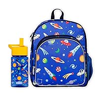 Wildkin 12 Inch Backpack Bundle with 16 Ounce Reusable Water Bottle (Out of this World)