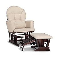 Graco Parker Semi-Upholstered Glider and Nursing Ottoman, Espresso/Beige Cleanable Upholstered Comfort Rocking Nursery Chair with Ottoman