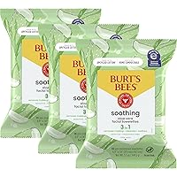 Burt's Bees Aloe Vera Face Wipes, Mothers Day Gifts for Mom for Sensitive Skin, Soothing Makeup Remover & Facial Cleansing Towelettes, 30 Count (Pack of 3)