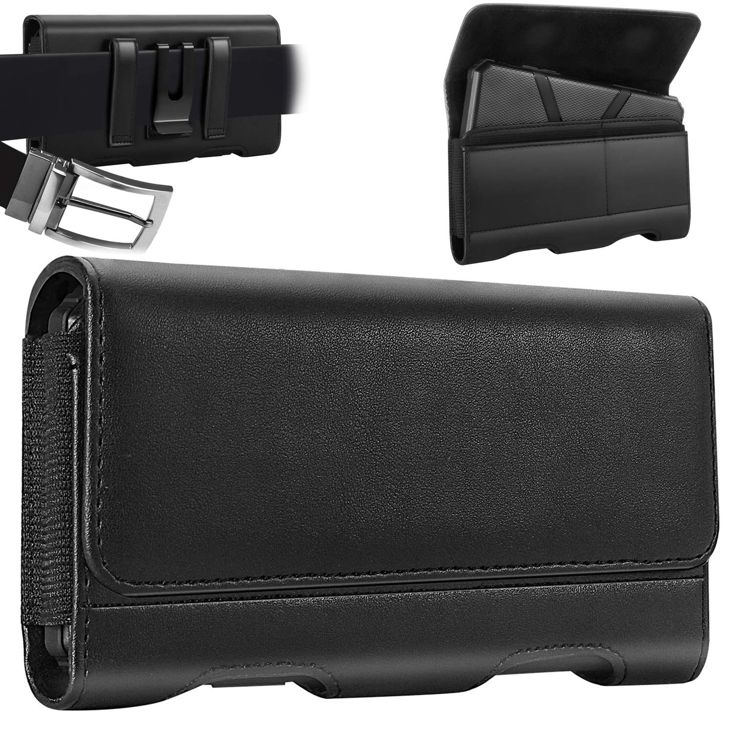 Mopaclle Phone Holster for Galaxy Note 20 Ultra S23 Ultra, Premium Leather Belt Clip Case Holster Pouch Sleeve Phone with ID Card Holder for Samsung Galaxy Note 8 9 (Fits Phone w/Otterbox Case On)