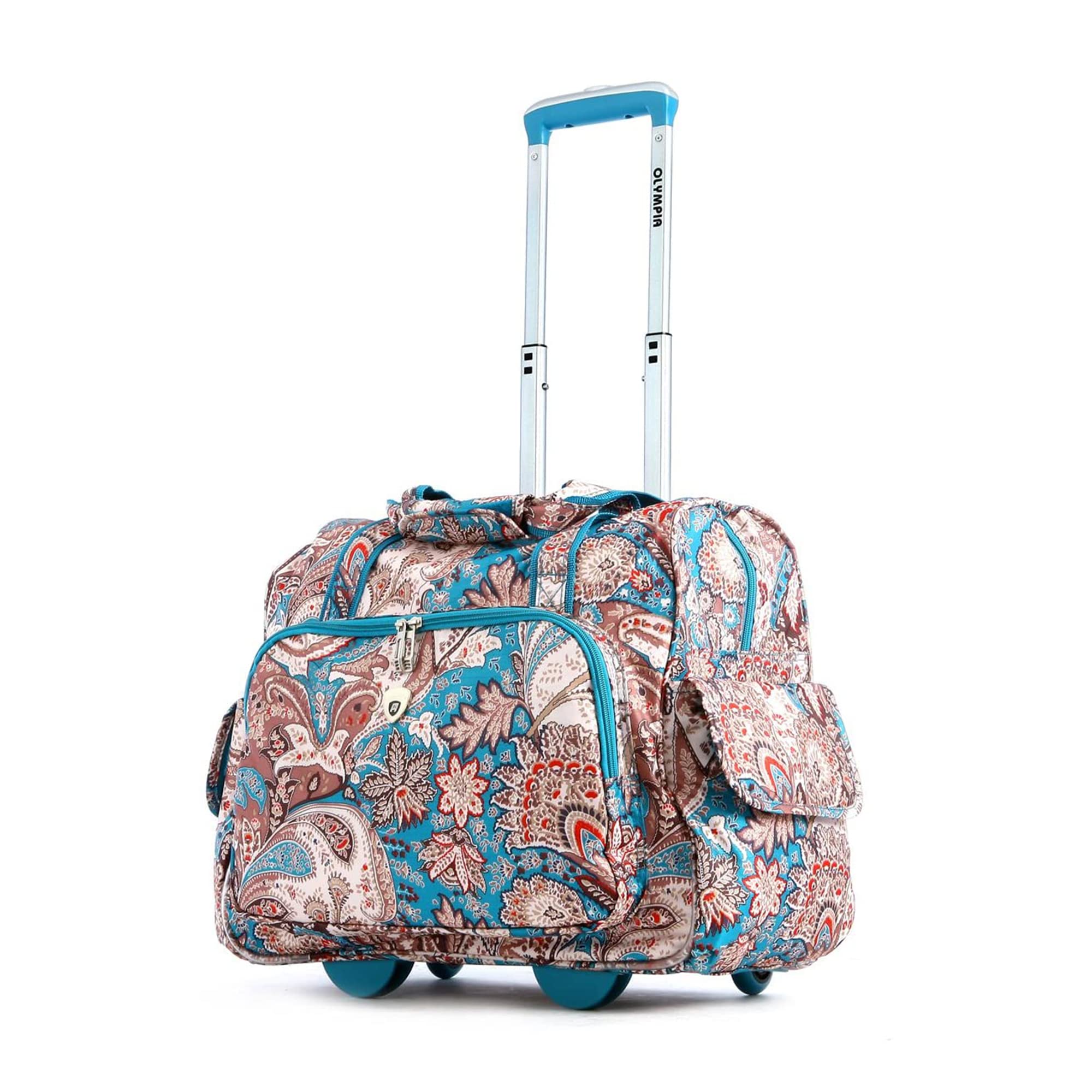 Olympia Deluxe Fashion Rolling Overnighter, Paisley, One Size