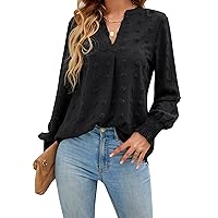 Blooming Jelly Womens Business Casual Tops Long Sleeve V Neck Dressy Office Work Fall Shirt Chiffon Blouse