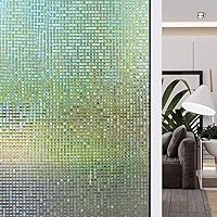 HIDBEA 3D Window Privacy Film, Rainbow Decorative Window Clings, Heat Control Window Decals, Vinyl Glass Tint, Window Stickers, 35.4 Inches x 16.4 Feet, Mosaic Patterns
