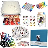 HP Sprocket Select Portable Color Instant Photo Printer for Android and iOS Devices (Eclipse) Fun Scrapbook Bundle, 2.3x3.4