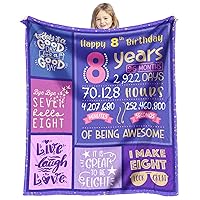 8 Year Old Girl Birthday Gift - Birthday Gifts for 8 Year Old Girls - 8 Year Old Girl Gifts Ideas - 8 yr Old Girl Birthday Gift Throw Blanket 60 x 50 inch - 8th Birthday Decorations for Girls