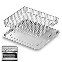 Teckarry stainless Steel Baking Tray Pan and Air Fryer Basket Compatible with Cuisinart Airfryer TOA-060 and TOA-065 and TOA-070 (with Cuisinart TOA-060 and TOA-065)