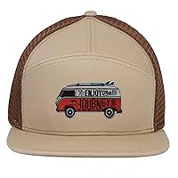 Journey Van Surf Trucker Hat - Vintage Van Life 7 Panel Hats for Men