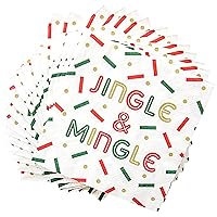 C.R. Gibson TW4-22631 Jingle and Mingle Disposable Paper Cocktail Napkins for Christmas Parties, Multicolor, 20pcs