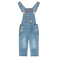 KIDSCOOL SPACE Baby Little Girls Denim Overalls,Toddler Big Boys Adjustable Jeans Workwear