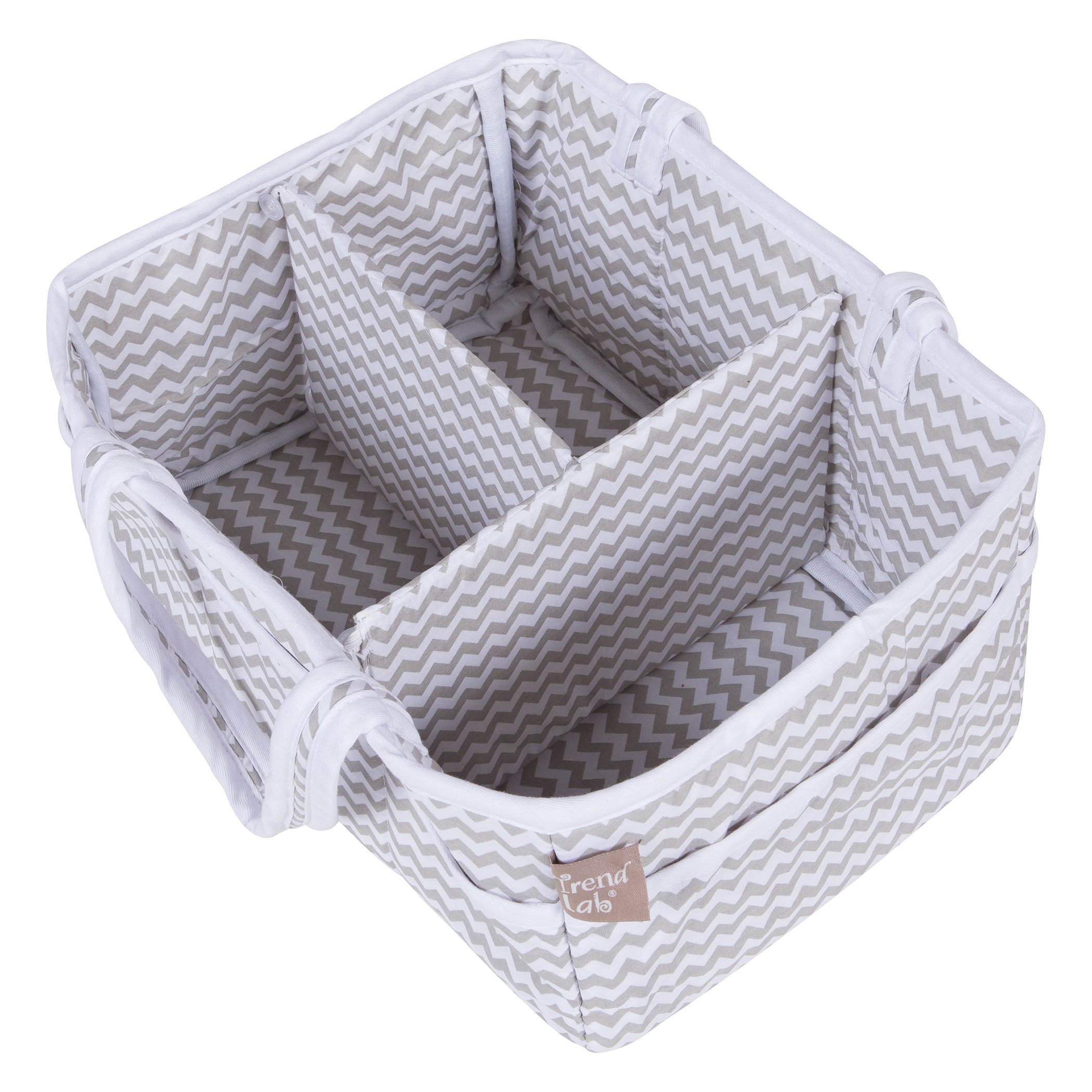 Trend Lab Dove Gray Chevron Storage Caddy Diaper Organizer for Baby Nursery and Changing Table Accessories, 12 in x 6 in x 8 in (Pack of 2)