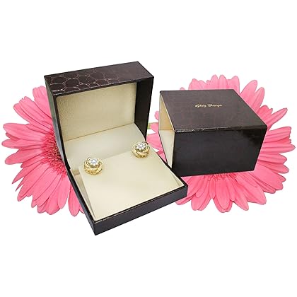 Earrings for girls-women Circle Diamond Studs Gift Box Authenticity Cards 10K Solid Gold 0.10 ct t.w.