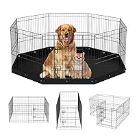 VEVOR Foldable Metal Dog Exercise Pen, Pet Playpen Dog Fence for Camping with Bottom Pad, 24