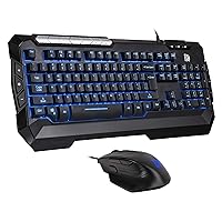 Tt eSPORTS Thermaltake Commander Combo V2, Gaming Keyboard and Gaming Mouse with 2500 DPI, 3 Color Back Lights and Lighting Effect, CM-CMC-WLXXMB-US