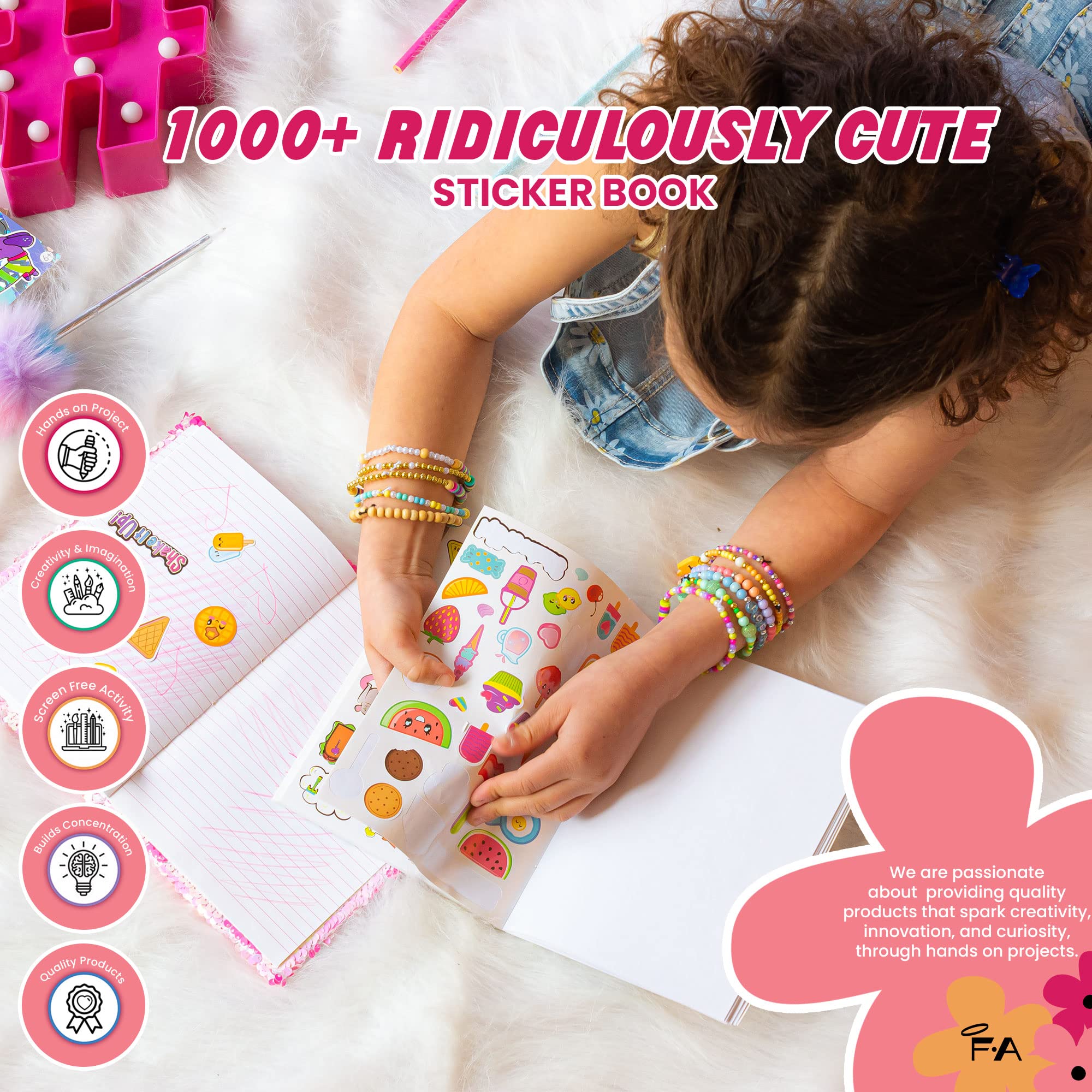 Fashion Angels 1000+ Ridiculously Cute Stickers for Kids - Fun Craft Stickers for Scrapbooks, Planners, Gifts and Rewards, 40-Page Sticker Book for Kids Ages 6+ and Up