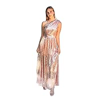 One Shoulder Sparkly Sequin Evening Dress