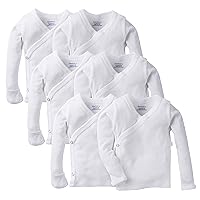 Baby Girls' 6-Pack Long-Sleeve Side-snap Mitten-Cuff Shirt