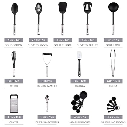 Kitchen Utensils Set Cooking Utensil Sets Kitchen Gadgets, Pots and Pans set Nonstick and Heat Resistant, 35 Pcs Nylon and Stainless Steel, Spatula Set, Kitchen, Home, House, Essentials & Accessories