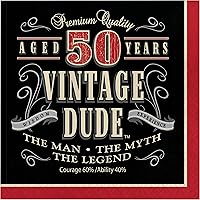 Creative Converting 16 Count Vintage Dude 50th Birthday Lunch Napkins