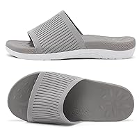 XIHALOOK Womens Knit Slides Sandals with Plantar Fasciitis Arch Support Ladies Yoga Mat Thick Cushion Slippers Sandals Slip On for Indoor Outdoor
