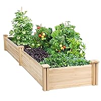8×2ft Wooden Horticulture Raised Garden Bed Divisible Elevated Planting Planter Box for Flowers/Vegetables/Herbs in Backyard/Patio Outdoor, Natural Wood, 97 x 25 x 11in