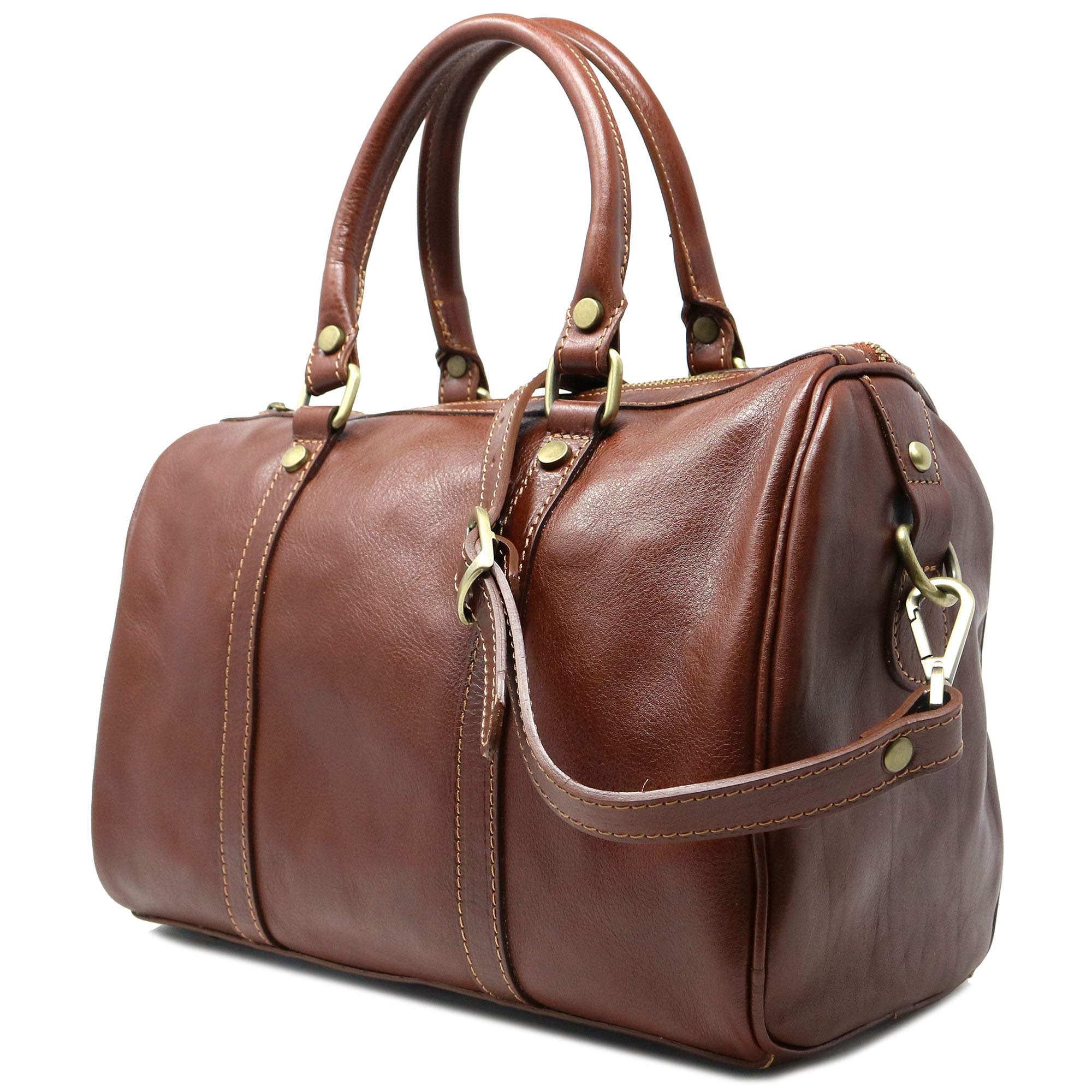 Floto Boston Bag in Brown Calfskin Leather