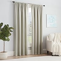 Eclipse Solid Thermapanel Modern Room Darkening Rod Pocket Window Curtain for Bedroom (1 Panel), 54 in x 54 in, Stone