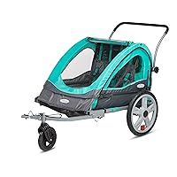 Instep Quick-N-EZ Double Tow Behind Bike Trailer for Toddlers, Kids, Converts to Stroller, Jogger, 2-in-1 Canopy, Universal Bicycle Coupler, Folding Frame, Multiple Colors