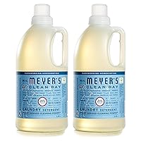 MRS. MEYER'S CLEAN DAY Liquid Laundry Detergent, Biodegradable Formula Infused with Essential Oils, Rain Water, 64 oz - Pack of 2 (128 Loads)