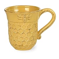 Boston International Embossed Ceramic Coffee Mug/Cup, 13-Ounces, Honeycomb