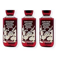 Japanese Cherry Blossom Shower Gel Body Wash - Set of THREE (3) bottles (10 oz ea) -- Bath & Body Works Signature Collection