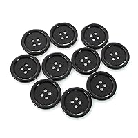 Buttons 1 Inch (1”) 4 Hole 10 Pieces - White Black Clear - Sewing Crafts Replacement Button -Perfect for Crafts, Coats, Shirts, Pants, Shorts, Cardigans, Blazers, Skirts (Black)
