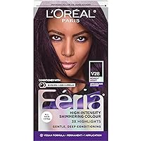 Feria Multi-Faceted Shimmering Permanent Hair Color Hair Dye, V28 Midnight Violet (Deepest Violet)