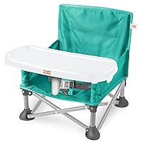 Bright Starts Pop 'N Sit Portable Booster, Indoor/Outdoor Use, Floor Seat with Feeding Tray, Teal, 6 Mos - 3 Yrs