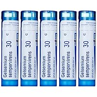 Boiron Gelsemium Sempervirens 30C (Pack of 5), Homeopathic Medicine for Stage Fright, Apprehension and Fever,5 Count (Pack of 1)