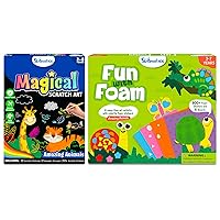 Skillmatics Magical Scratch Art Book & Fun with Foam Animals Theme Bundle, Art & Craft Kits, DIY Activities for Kids