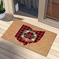 Ohio State Home Wreath Door Mats Coconut Coir Personalized State Map Ohio Front Door Porch Outside Dries Quickly with Heavy Duty Backing Anti-Slip Thanksgiving Gifts for Kids Classroom 24x36in