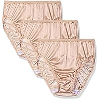Shadowline Women's Plus-Size Panties-Hi Cut Nylon Brief (3 Pack)