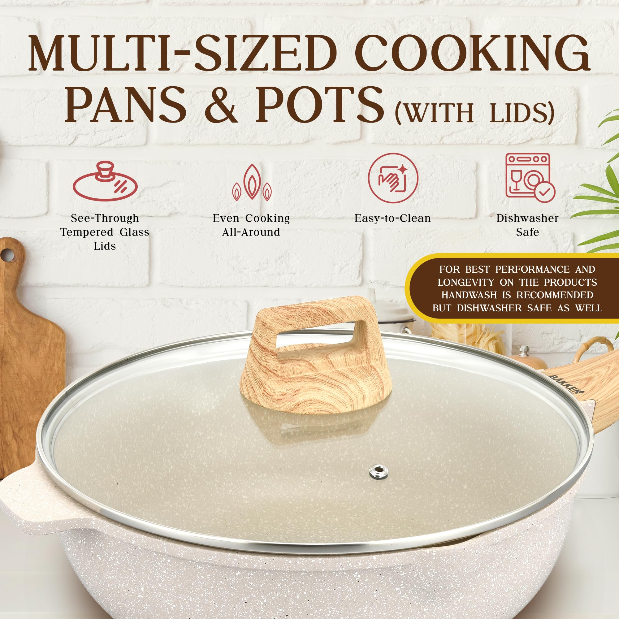 Bakken-Swiss 20-Piece Kitchen Cookware Set – Granite Non-Stick – Eco-Friendly – for All Stoves & Oven-Safe