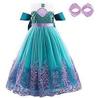 Fish Princess Dress Costume for Girls Cosplay Clothes Princess Costume for Birthday Halloween Party Dress Up
