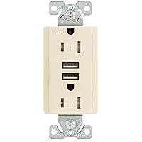 Eaton TR7755LA-BOX 15 Amp 125V Combination USB 3.1A Charger with Duplex Receptacle, Light Almond