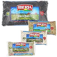 Iberia Black Beans, 4lb. + Iberia Cannellini Beans, 12 Ounce + Iberia Whole Green Peas, 12 Oz + Iberia Dry Lentils, 12 Oz