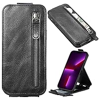 XYX Wallet Case for Xiaomi 13T 5G, Slim Fit Up-Down Flip Leather Zipper Pocket Purse Case with Card Slot for Xiaomi 13T Pro 5G, Black