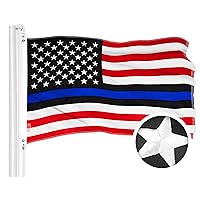 G128 Blue Lives Matter Flag | 3x5 Ft | ToughWeave Series Embroidered 210D Polyester | Duty and Honor Flag, Embroidered Design, Indoor/Outdoor, Vibrant Colors, Brass Grommets