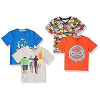 Amazon Essentials Disney | Marvel | Star Wars Boys and Toddlers' Short-Sleeve V-Neck T-Shirts, Pack of 4