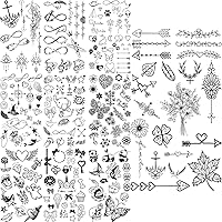 Pencil Sketch Spear Bouquet Daisy Temporary Tattoos For Women Adults Halloween Wings Tattoo Sticker Body Tatoos