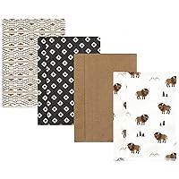 Hudson Baby Unisex Baby Cotton Flannel Burp Cloths, Wild Buffalo 4 Pack, One Size