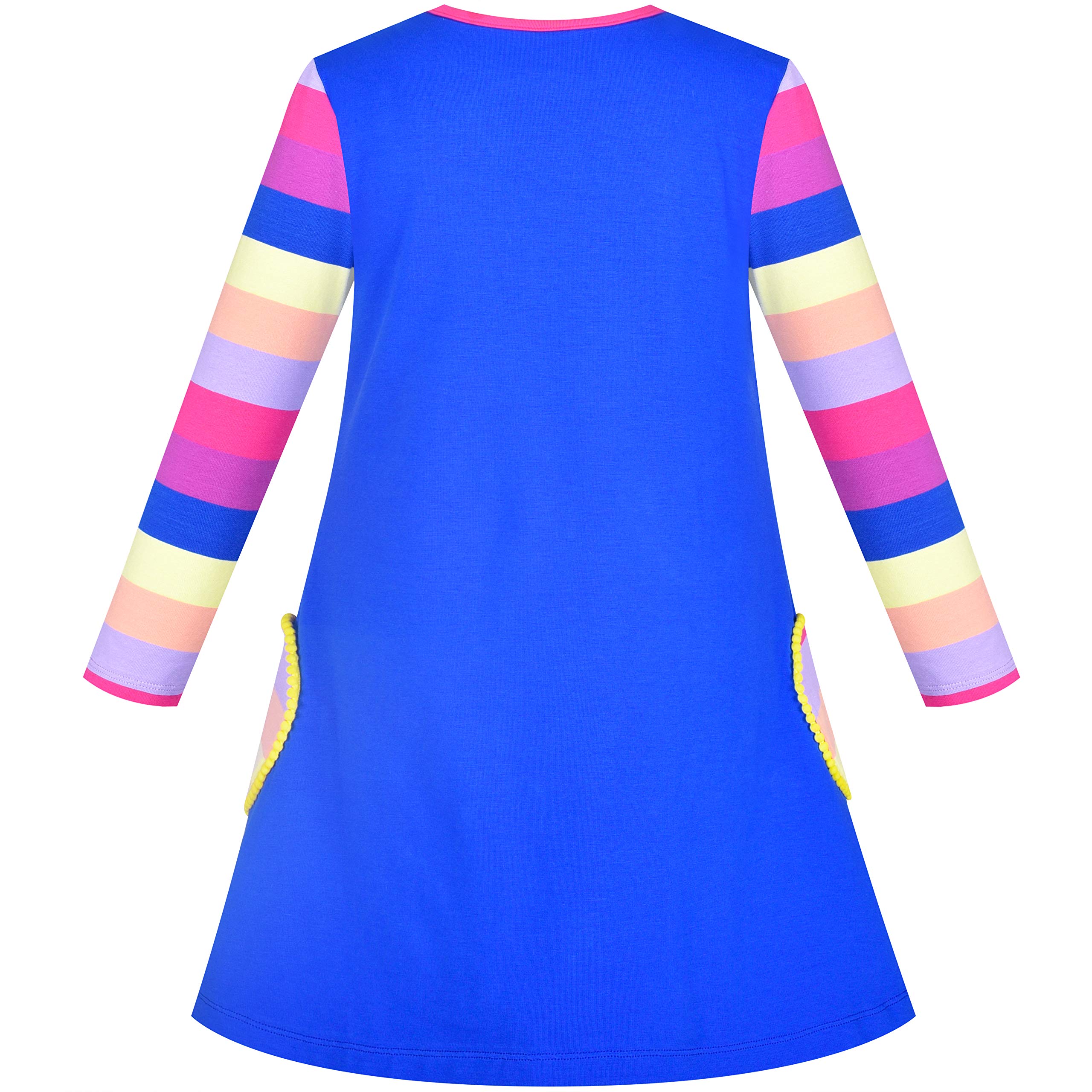 Girls Rainbow Heart Bunny Long Sleeve Pocket Dress 2 PCS Sets