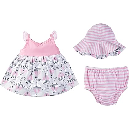 Gerber baby-girls 3-piece Sundress, Diaper Cover and Hat Set