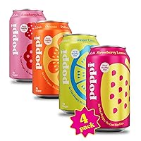 POPPI Sparkling Prebiotic Soda, Beverages w/Apple Cider Vinegar, Seltzer Water & Fruit Juice, 12oz (4 Pack)